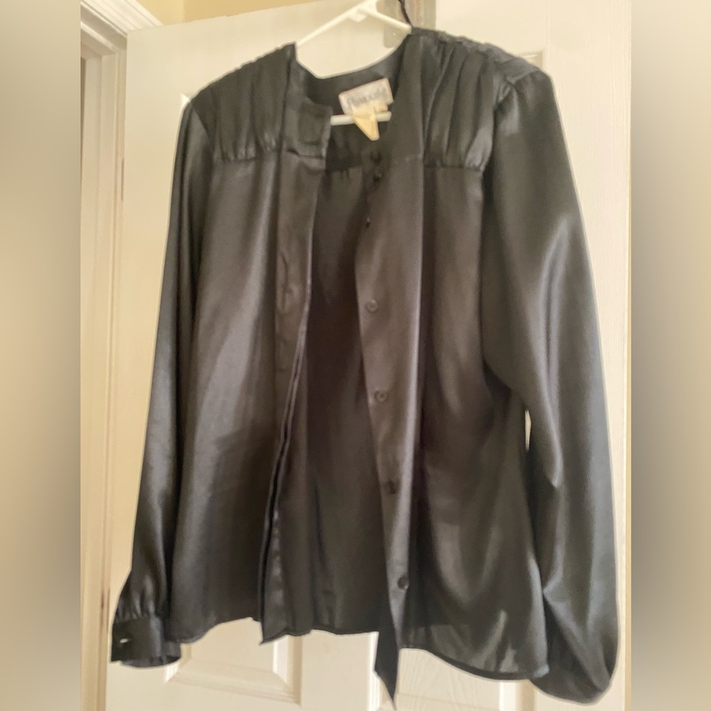 Ladies black button down top